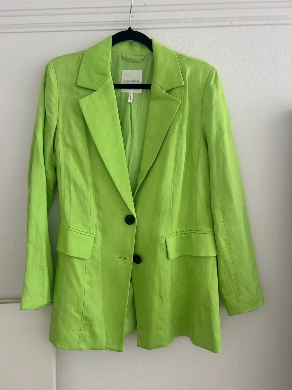 Avec Les Filles Neon Lime Green Single-Breasted Blazer